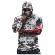 Brnmxoke Fishing Hoodies Men Sun Protection Spf Shirts UPF 50+ Long Sleeve Hoodie with Face Mask UV Rash Guard Quick Dry Hiking Shirt White,M