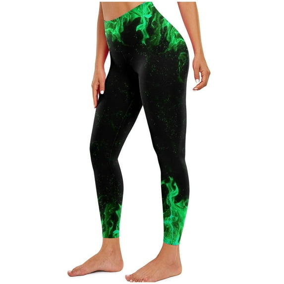 Brnmxoke Flame Printed Workout Leggings for Women Skinny Yoga Pants Slim Fit Gym Ankle Trousers Plus Size Butt Lifting High Waisted Tights