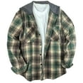 thumbnail image 1 of Brnmxoke Flannel Hoodie Jacket Men Flannel Hoodie Shirts Long Sleeve Casual Vintage Button Down Plaid Shirt Jacket with Pocket Green,S, 1 of 5