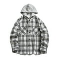 thumbnail image 1 of Brnmxoke Flannel Hoodies for Men Flannel Hoodie Shirts Long Sleeve Casual Vintage Button Down Plaid Shirt Jacket with Pocket White,XL, 1 of 9