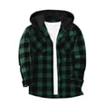 thumbnail image 1 of Brnmxoke Flannel Western Shirts for Men Hooded Button Down Plaid Jackets Drawstring Casual Long Sleeve Stylish Coats with Pockets Green,L, 1 of 6