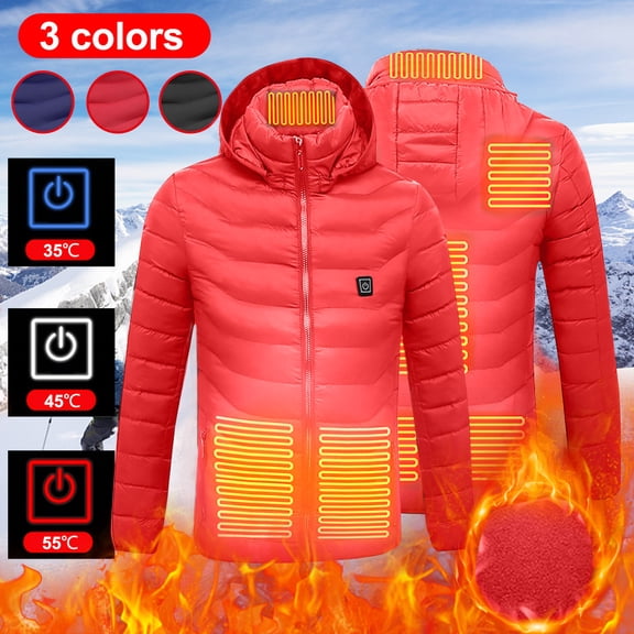 Brnmxoke Heated Jacket for Men Women,Mountain Waterproof Ski Jacket Plus Size Windproof Rain Windbreaker Winter Warm Hooded Snow Coat Black,L