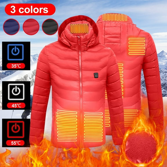 Brnmxoke Heated Jacket for Men Women,Mountain Waterproof Ski Jacket Plus Size Windproof Rain Windbreaker Winter Warm Hooded Snow Coat Black,XL