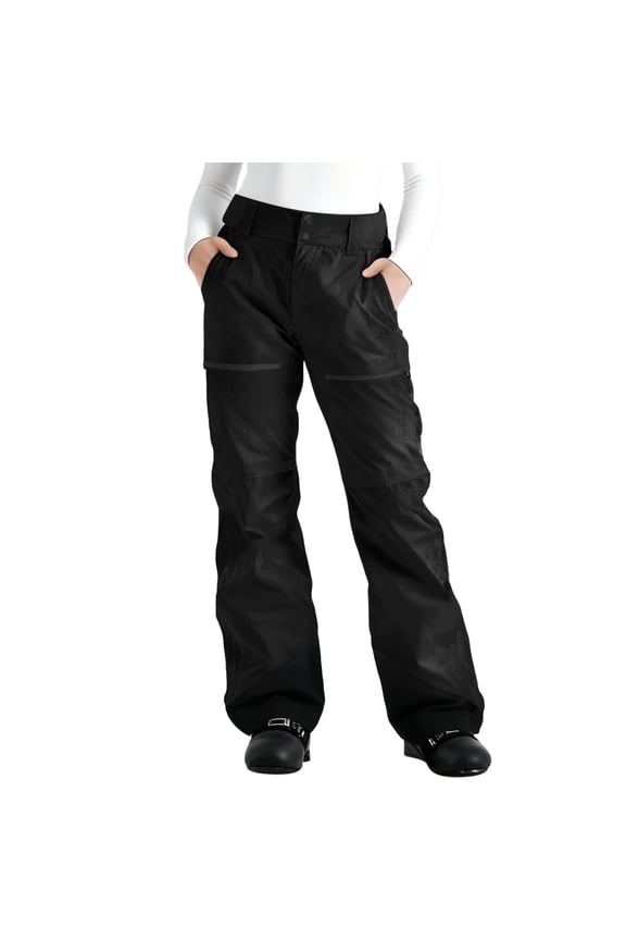 Insulated Waterproof Women's Snow Pants Fleece Lined Warm Snowboard Pant Winter Thermal Windproof Hiking Trousers with Pockets Black,XXL