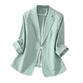 thumbnail image 1 of Brnmxoke Jackets for Women Casual Blazer Long Sleeve Blazer 2025 Fall Lightweight Fully-Lined Lapel Button Work Jacket Pockets Blue,L, 1 of 9