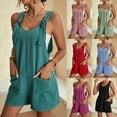 thumbnail image 1 of Brnmxoke Jumpsuits for Women 2025 Casual Summer Shorts Overalls Adjustable Strap Comfy Rompers Sleeveless Jumpers with Pockets Army Green,S, 1 of 8