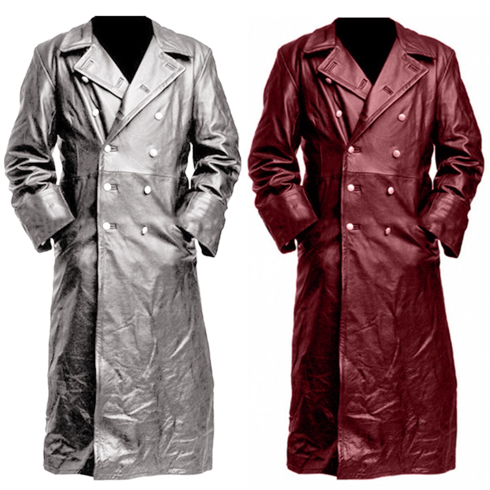Brnmxoke Leather Jacket Men Big and Tall Warm Winter Leather Trench ...