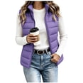 thumbnail image 1 of Brnmxoke Light Weight Quilted Vest Women Winter Solid Color Puffer Vests Casual Full Zip Stand Collar Sleeveless Jacket Outerwear with Pockets Purple,M, 1 of 6