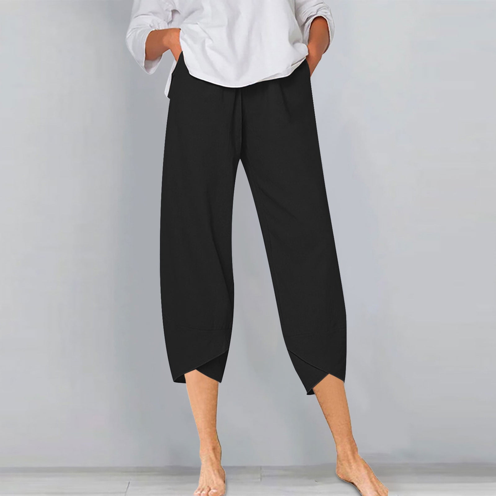 Brnmxoke Lightning Deals 2023,Women's Capris Linen,Capri Pants for