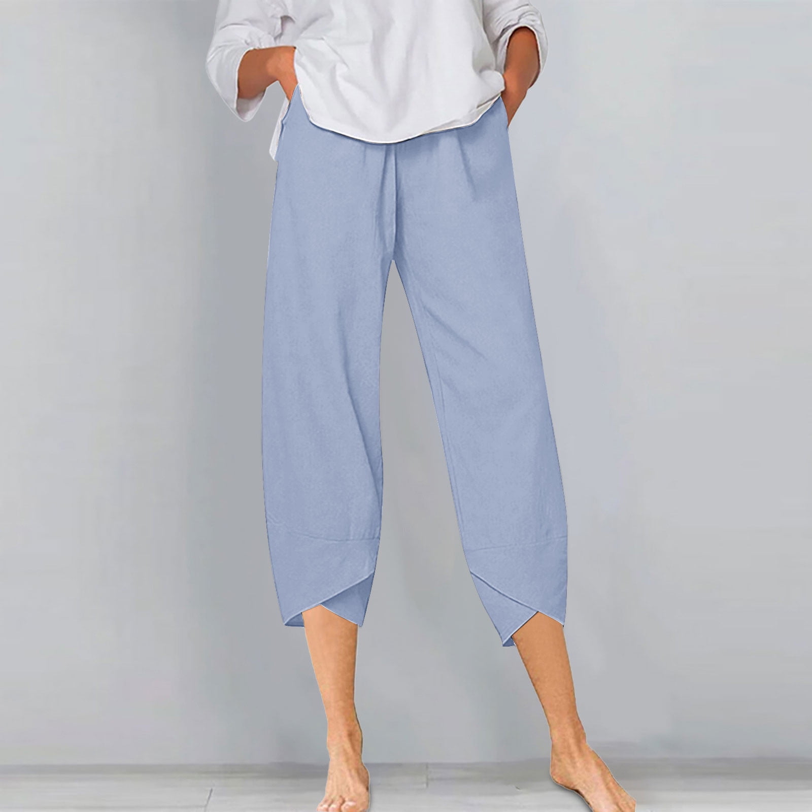 Brnmxoke Lightning Deals 2023,Women's Capris Linen,Capri Pants for