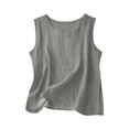 thumbnail image 1 of Brnmxoke Linen Vest Top Women Dressy Tank Tops Cotton Linen Gauze Shirts Sleeveless Summer Tunic Top Loose Fit Casual Blouses Gray,XXL, 1 of 5