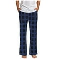 thumbnail image 1 of Brnmxoke Long Pajama Pants for Men Tall Straight Leg Buffalo Checker Pj Pant Casual Lounge Lightweight Comfy Sleepwear Trousers with Pockets Blue,XL, 1 of 9