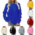 thumbnail image 1 of Brnmxoke Long Sleeves Tops for Women Trendy Oversized Solid Color Round Neck Sweatshirt Casual Pullover Loose Fit Tunic Tops Fall Long Sleeve Sweatshirt with No Hood, 1 of 5