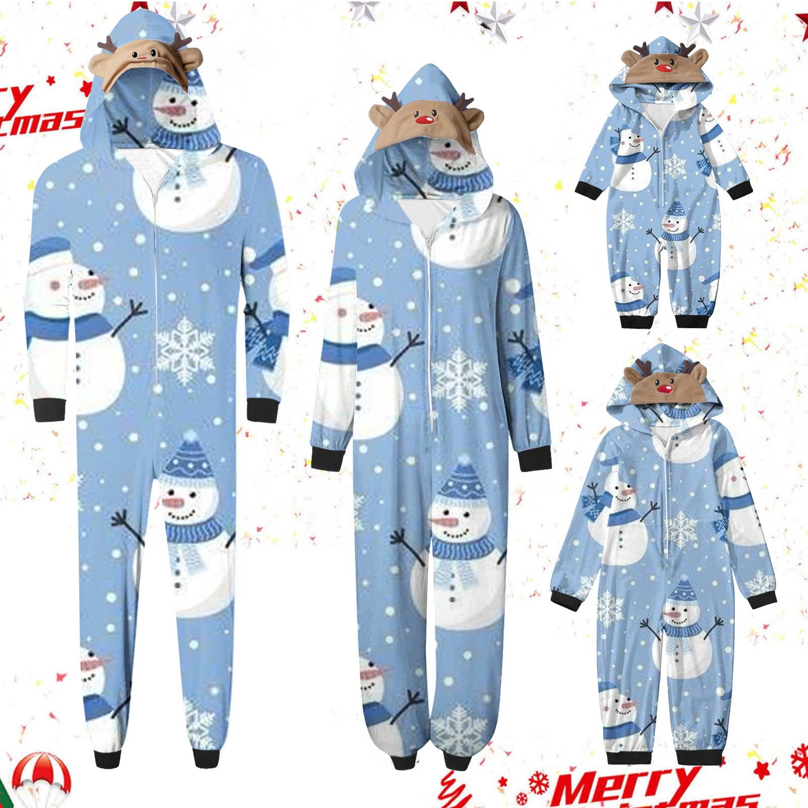 Brnmxoke Matching Family Christmas Pajamas Onesie Hooded Holiday Pajama