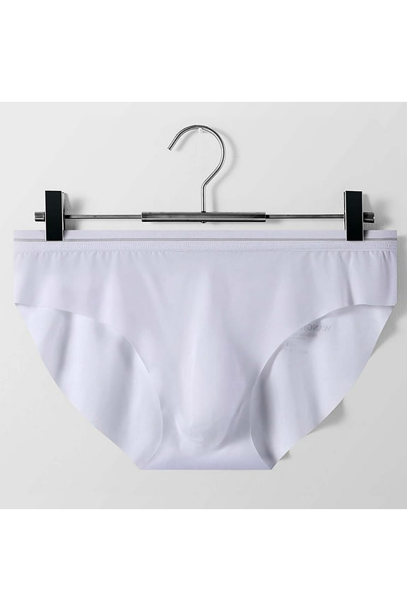 Men Seamless Underwear Ice Silk Sexy See-Through Briefs Underwear Shorts Solid Color Ultra-Thin Mini Bikini Panties