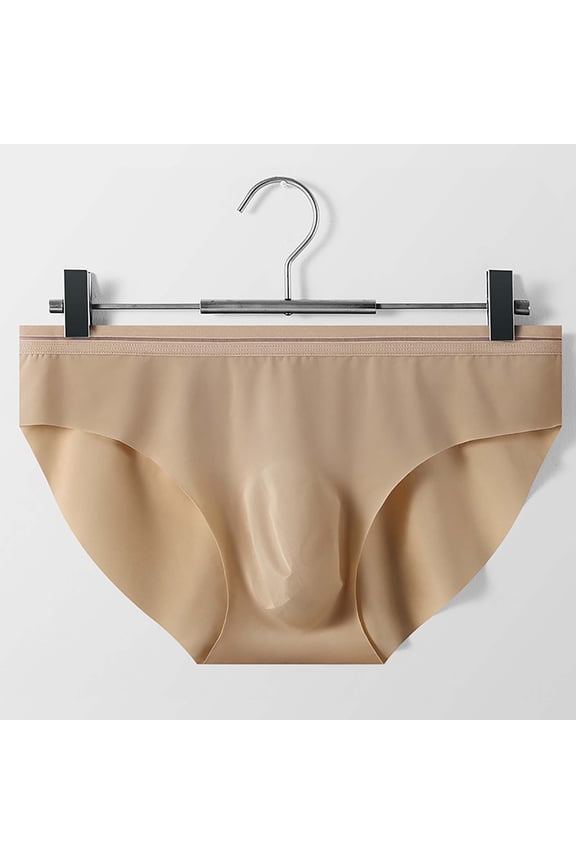 Men Seamless Underwear Ice Silk Sexy See-Through Briefs Underwear Shorts Solid Color Ultra-Thin Mini Bikini Panties