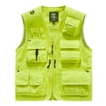 thumbnail image 1 of Brnmxoke Men Work Vest Pockets Utility Vest Tool Pockets,Summer Casual Sleeveless Lightweight Zip Up Outdoor Fishing Mesh Safari Travel Photo Cargo Vest Jacket Mint Green,L, 1 of 5