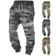 BRNMXOKE Men's Camo Joggers Sweatpants Drawstring Workout Running Joggers Pants Military Hunting Combat Work Casual Pants with Pockets