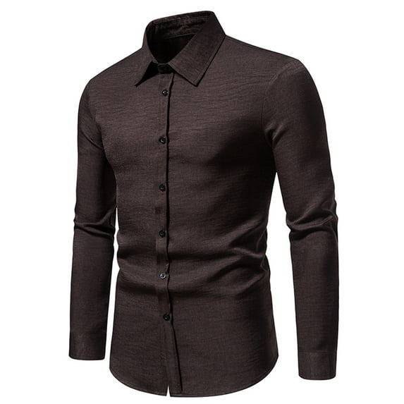Brnmxoke Men's Casual Button Down Dress Shirts Regular Fit Solid Color Long Sleeve Wrinkle-Free Stretch Business Formal Shirt