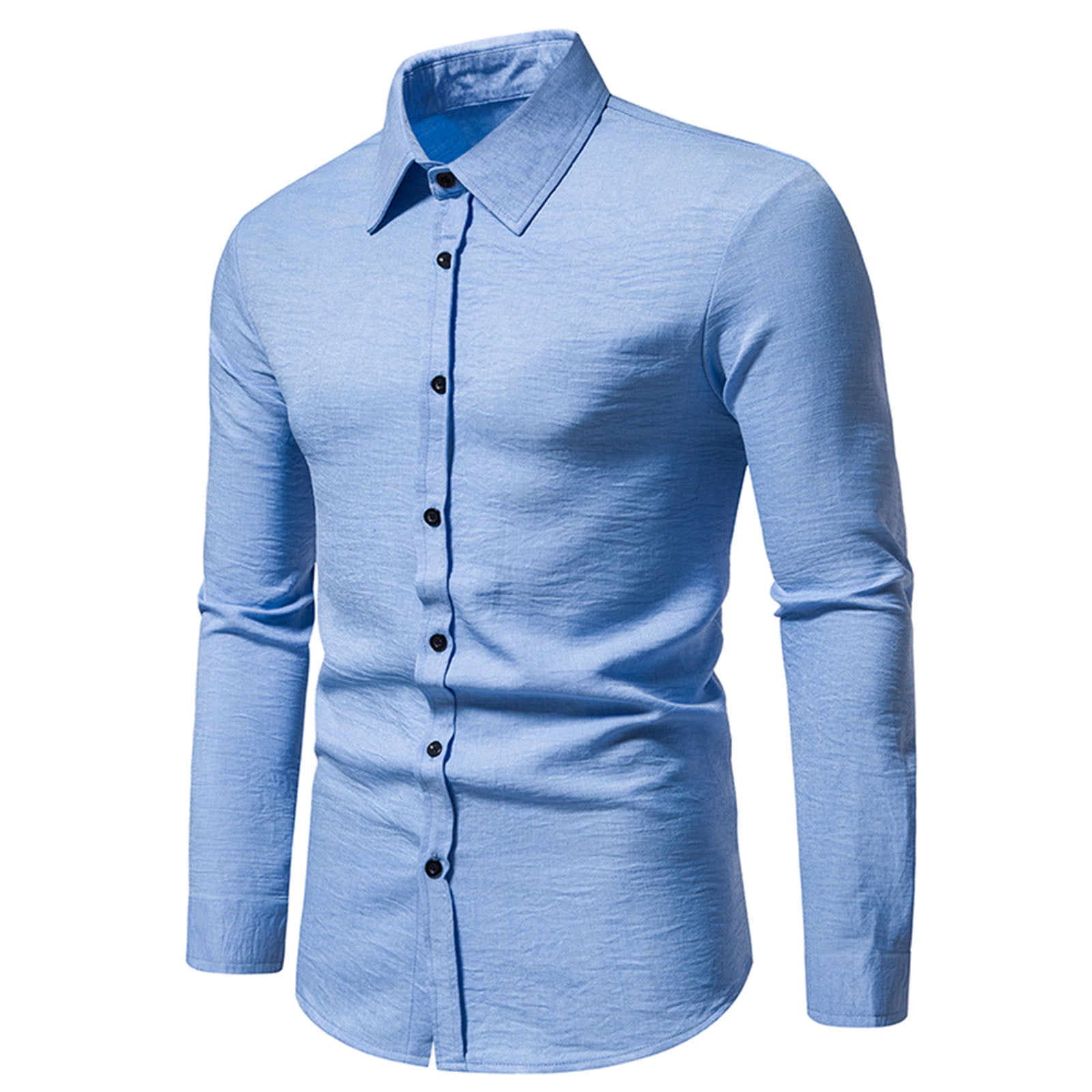 Brnmxoke Men's Casual Button Down Dress Shirts Regular Fit Solid Color ...