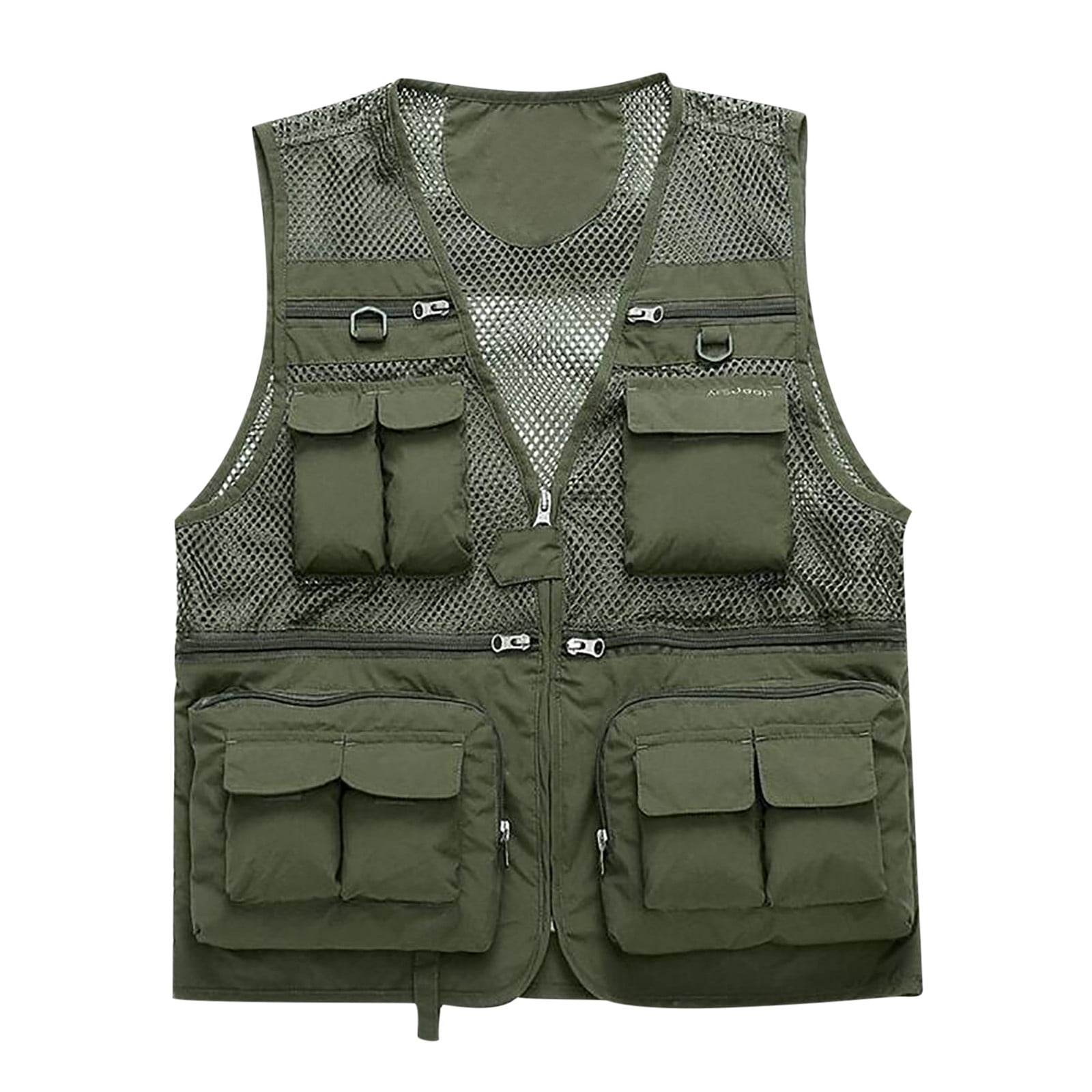Brnmxoke Men's Casual Outdoor Utility Work Safari Fishing Hiking Travel Cargo Vest Jacket Multi Pockets Lightweight Quick Dry Plus Size