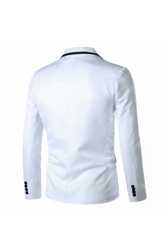 Men's Casual Suit Blazer Jacket Elegant One Button Sport Coat Fall Slim Fit Suit Separates Lightweight Sport Coat Jacket White,L