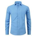 thumbnail image 1 of Brnmxoke Men's Dress Shirts Big and Tall Solid Long Sleeve Stretch Wrinkle-Free Formal Shirt Slim Fit Turndown Collar Business Casual Button Down Shirts with Pocket, 1 of 6