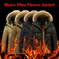 thumbnail image 1 of Brnmxoke Men's Fleece Lined Parka Jacket Big and Tall Thicken Windproof Down Coat with Faux Fur Collar Hood Snowproof Jackets Plus Size Winter Warm Padded Jacket Beige,XXL, 1 of 4