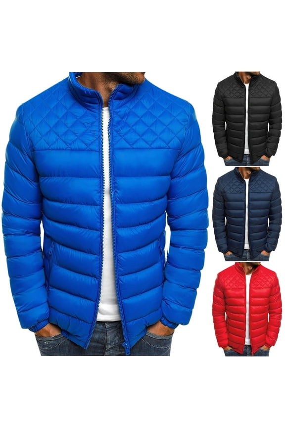 Men's Lightweight Packable Down Jacket Windproof Thermal Puffer Jacket Diamond Quilted Winter Coats Warm Padded Bubble Jacket Outerwear for Running Travel Black,L