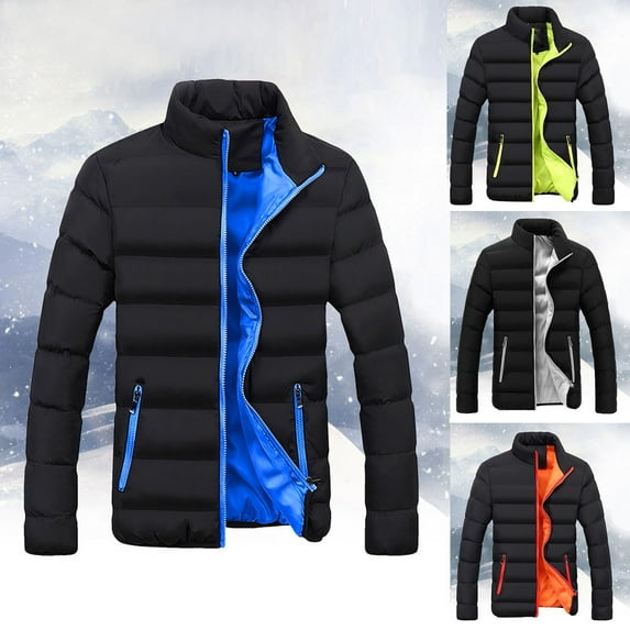 Brnmxoke Men's Plus Size Quilted Jackets Coat Clearance,Men Winter Warm Thick Bubble Coat Lightweight Puffer Jackets Solid Color Zip Up Down Coats Green,L