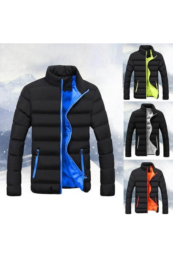 Men's Plus Size Quilted Jackets Coat Clearance,Men Winter Warm Thick Bubble Coat Lightweight Puffer Jackets Solid Color Zip Up Down Coats Orange,XXXXXL