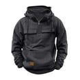 thumbnail image 1 of Brnmxoke Men's Quarter Zip Sweatshirt Oversized Cargo Hoodies Tactical Pullover Hoodie Workout Gym Outdoor Hoodie Big and Tall Dark Gray,L, 1 of 5