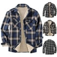 thumbnail image 1 of Brnmxoke Men's Sherpa Lined Flannel Shirt Jacket, Button Down Long Sleeved Brushed Plaid Flannel Shacket Jackets with Pockets Brown,XXL, 1 of 3