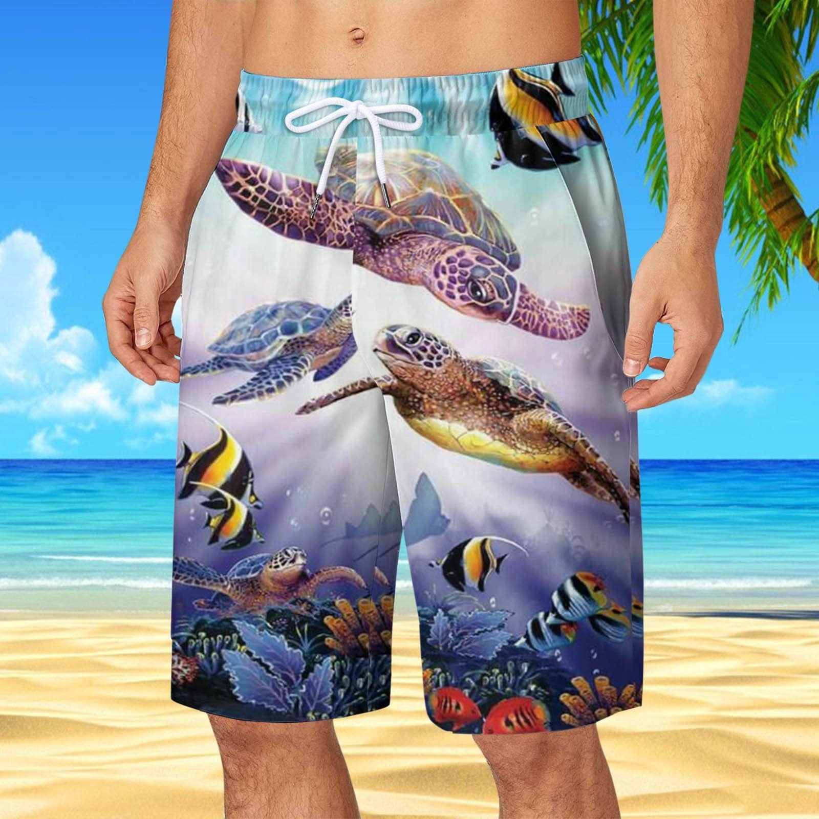 Brnmxoke Men s Swim Trunks 2xl Swim Trunks Men Quick Dry Swim Shorts 7 inch Inseam Funny Hawaiian Tropical Floral Shorts Stretch Water Beach Shorts