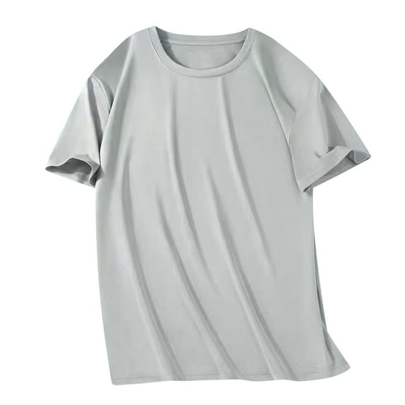 Brnmxoke Men's Tall Undershirts Fashion Solid Color Short-Sleeve Crewneck Tops for Casual & Daily Wear Gray,XXL