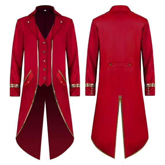 Brnmxoke Men's Vintage Tailcoat Jacket Vintage Gothic Victorian Coat Uniform Halloween Costume Steampunk Victorian Frock Trench Coat