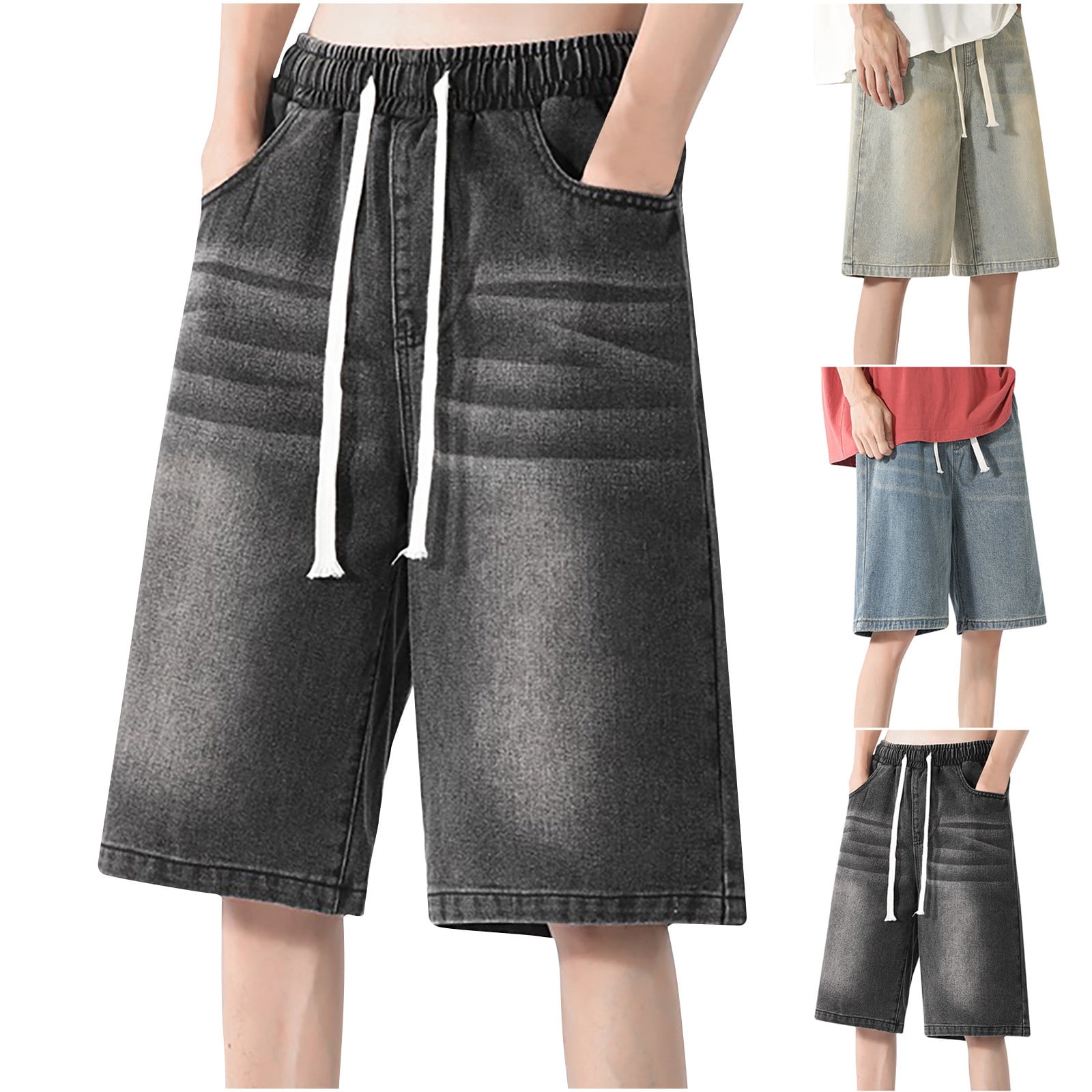 Men Leg Denim Shorts Casual Baggy Short Jeans