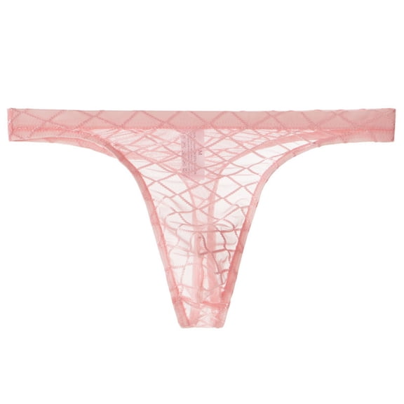 Brnmxoke Mens Brief Thong Summer Sheer Breathable See Through Thongs Stretch Soft Low-Rise Underwear Mesh Briefs for Comfort Pink,XXXL