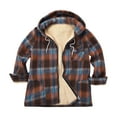 thumbnail image 1 of Brnmxoke Mens Casual Sherpa Fleece Lined Plaid Flannel Shirts Jackets 2023 Lightweight Long Sleeve Thermal Button Up Winter Work Coat Outwear, 1 of 1