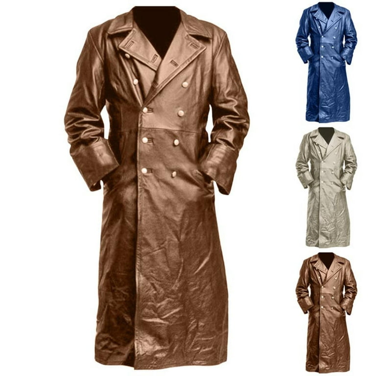 Brnmxoke Mens Double Breasted Trench Coat Big and Tall Lapel