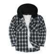 thumbnail image 1 of Brnmxoke Mens Flannel Hoodie Shirt Flannel Hoodie Shirt Casual Button Down Plaid Jacket Shirts Stylish Long Sleeve Shirts with Pocket Purple,XL, 1 of 3