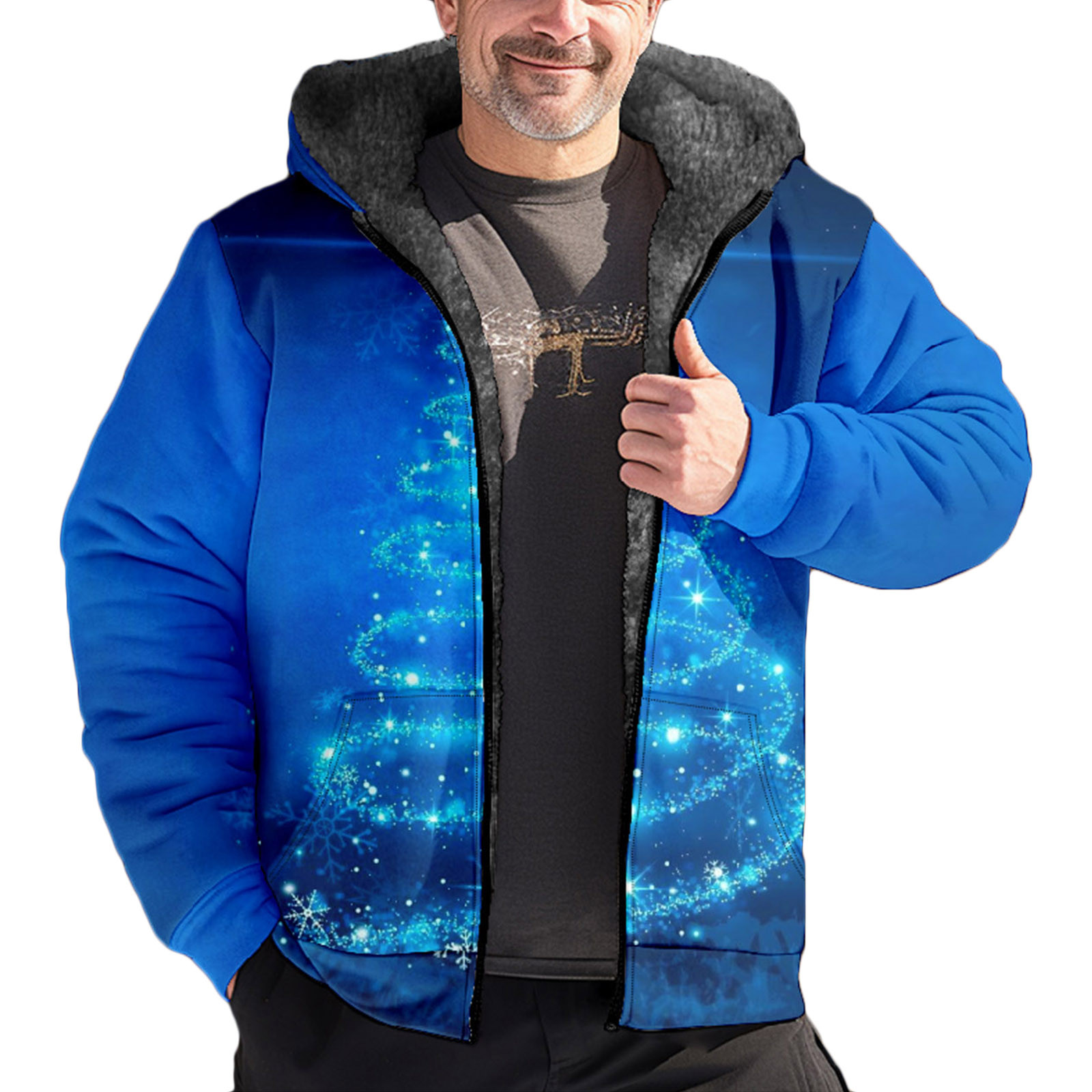 Brnmxoke Mens Fleece Lined Flannel Jacket 2023 Winter Christmas Tree