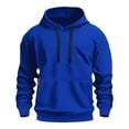 thumbnail image 1 of Brnmxoke Mens Hoodies Pullover Military Soft Fleece Hooded Sweatshirts Basic Solid Fall Winter Long Sleeve Casual Hoodies with Zipper Pocket Blue,XXXL, 1 of 8