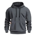 thumbnail image 1 of Brnmxoke Mens Military Hoodies Pullover Soft Fleece Hooded Sweatshirts Basic Solid Fall Winter Long Sleeve Casual Hoodies with Zipper Pocket Dark Gray,XXXL, 1 of 8
