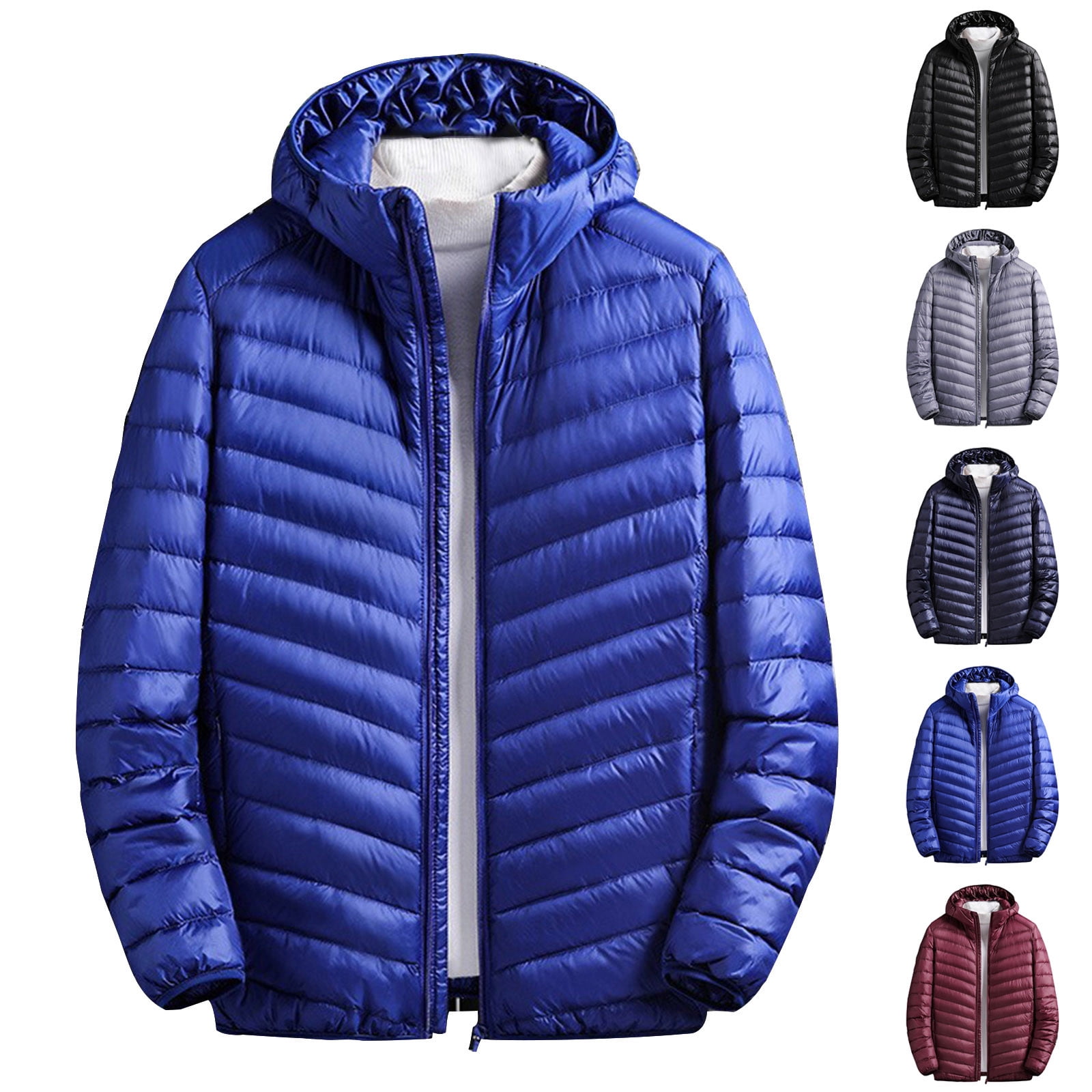 Brnmxoke Mens Quilted Down Jackets with Hood Big and Tall Clearance Zip