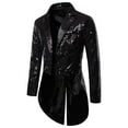 thumbnail image 1 of Brnmxoke Mens Sequin Tuxedo Tailcoat Glitter Sparkly Slim Fit Swallowtail Suit Jacket Dinner Party Wedding Prom Dress Coats Black,M, 1 of 5