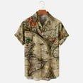 thumbnail image 1 of Brnmxoke Mens Short Sleeve Hawaiian Tshirt World Map Print Button Up Tee Shirt Casual Bowling Shirt Lapel Beach Pocket Top, 1 of 6