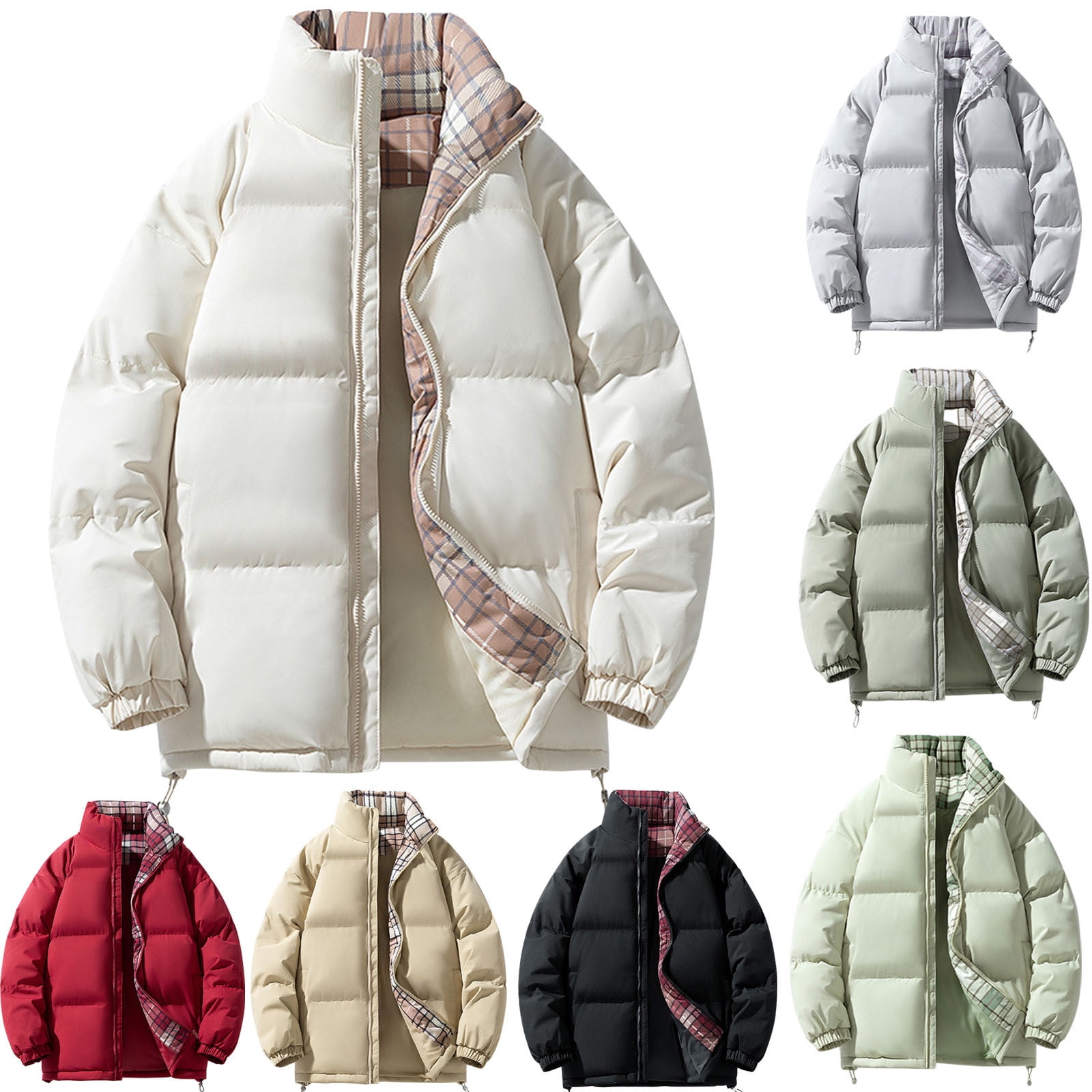 Brnmxoke Mens Stand Collar Puffer Jackets Warm Thick Padded Winter Coat