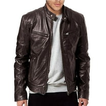 Brnmxoke Mens Stand Collar Vintage Moto Jacket Big and Tall Racer Motorcycle Leather Jackets for Men 2023 Lightweight Biker Coat Plus Size,S-5XL