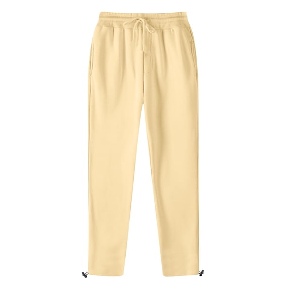 Brnmxoke Mens Sweatpants Elastic Waist Cinch Bottoms Workout Gym Jogger Pants Fall Winter Straight Leg Casual Loose Trousers with Pockets Beige,XXXL